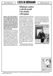 Il limone contro i calcoli renali Uno studio a Bergamo