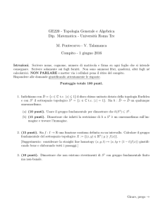 GE220 - Topologia Generale e Algebrica Dip. Matematica
