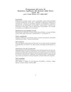 Programma del corso di Statistica Applicata alle Scienze della Terra