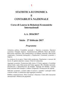 1 STATISTICA ECONOMICA E CONTABILITÀ NAZIONALE