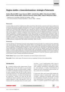 Angina stabile e rivascolarizzazione: strategie d`intervento.
