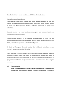 Dear Doctor Letter : anemia emolitica ed APATEF (cefotetan disodico )