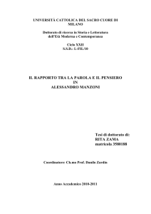 IL RAPPORTO TRA LA PAROLA E IL PENSIERO IN ALESSANDRO