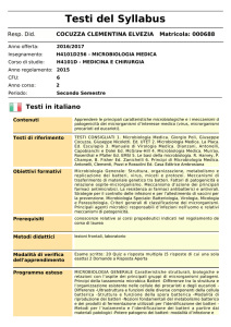 Microbiologia Medica - Dipartimento di Medicina e Chirurgia