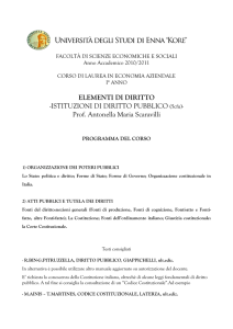 ELEMENTI DI DIRITTO -ISTITUZIONI DI DIRITTO PUBBLICO (5cfu