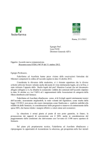 Roma, 2/11/2012 Egregio Prof. Luca PANI Direttore Generale AIFA