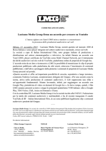 Lucisano Media Group firma un accordo per crescere su Youtube