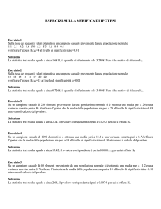 ESERCIZI SULLA VERIFICA DI IPOTESI