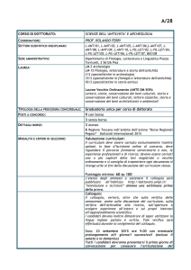 CORSO DI DOTTORATO: SCIENZE DELL`ANTICHITA` E