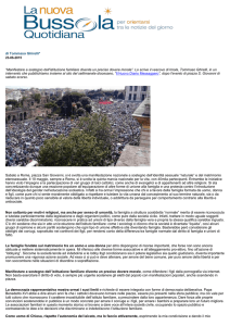 “Manifestare a sostegno dell`istituzione familiare diventa un preciso