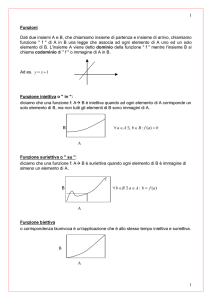1 1 Funzioni Dati due insiemi A e B, che chiamiamo insieme di
