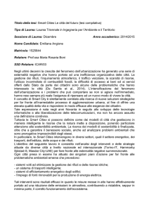 Titolo della tesi: Smart Cities Le città del futuro (tesi compilativa