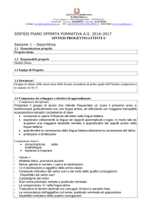 SINTESI PIANO OFFERTA FORMATIVA A.S. 2016