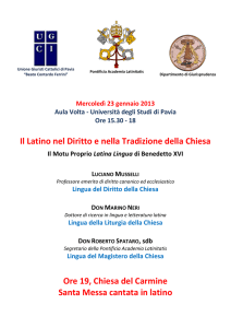 Il Latino nel Diritto e nella Tradizione della Chiesa Ore 19, Chiesa