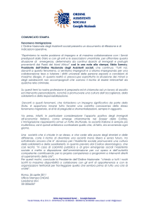 COMUNICATO STAMPA Fenomeno Immigrazione L`Ordine