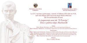 A cinquecento anni da “Il Principe”. Etica e politica dopo Machiavelli