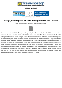 Parigi, eventi per i 20 anni della piramide del Louvre
