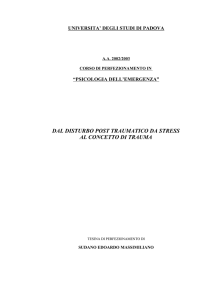 dal disturbo post traumatico da stress al concetto di trauma