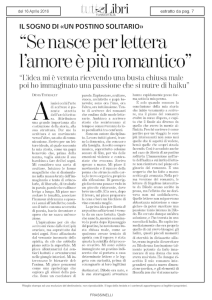 "Se nasce per lettera l`amore è più romantico"
