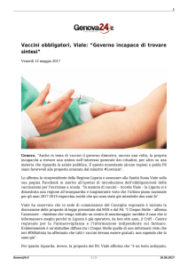 Vaccini obbligatori, Viale: “Governo incapace di trovare