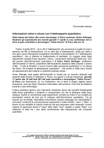 Informazioni veloci e sicure con il teletrasporto quantistico