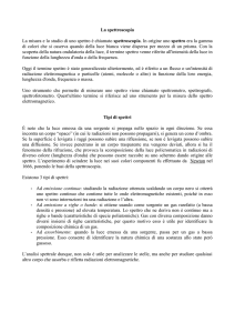 La spettroscopia La misura e lo studio di uno spettro è chiamato