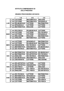 1 E 2 E 3 E 1° ora LETTERE MATEMATICA INGLESE 2° ora