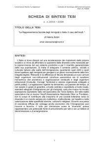 SCHEDA DI SINTESI TESI