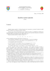 Qualche numero speciale