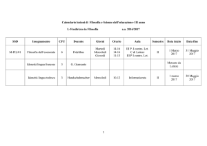 1 Calendario lezioni di Filosofia e Scienze dell`educazione
