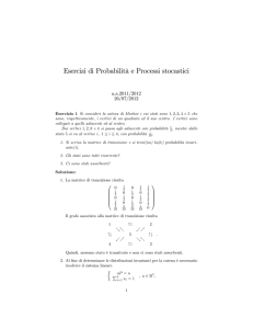 Esercizi di Probabilità e Processi stocastici