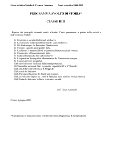 programma svolto di storia* classe iii b