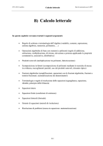 Argomenti di calcolo letterale