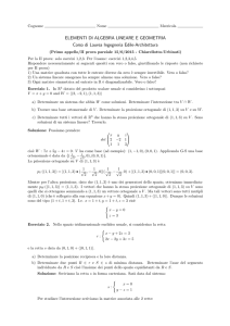 ELEMENTI DI ALGEBRA LINEARE E GEOMETRIA