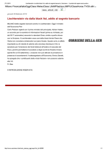 Liechtenstein via dalla black list, addio al segreto bancario