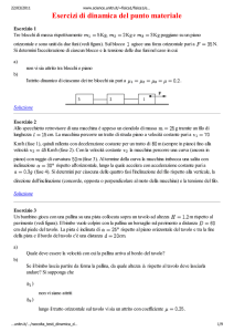 Esercizi di dinamica del punto materiale