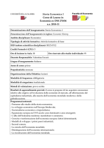 Storia Economica 1 Corso di Laurea in Economia ex DM 270/04 a.a.