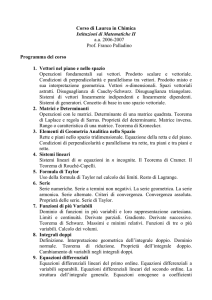Corso di Laurea in Chimica Istituzioni di Matematiche II aa