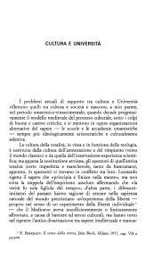 CULTURA E UNIVERSITÀ I problemi attuali di