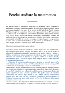 Perchè studiare la matematica