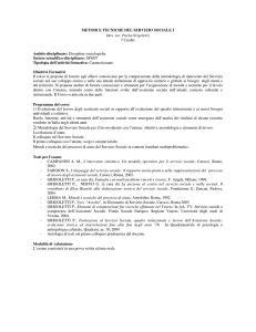 METODI E TECNICHE DEL SERVIZIO SOCIALE I (ass. soc. Paola