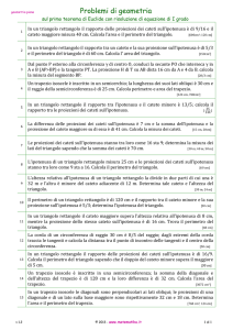 Problemi sul primo teorema di Euclide risolubili con equazioni di