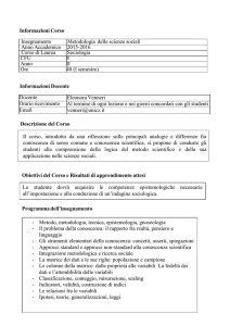 Informazioni Corso Insegnamento Metodologia delle scienze sociali