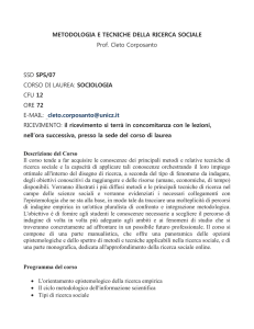 METODOLOGIA E TECNICHE DELLA RICERCA SOCIALE Prof