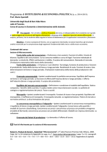 Programma di ISTITUZIONI di ECONOMIA POLITICA (a. a. 2014