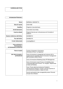 CURRICULUM VITAE Nome BARBAGLI SIMONETTA Data di