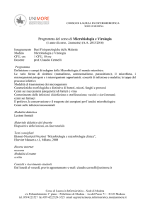 Programma del corso di Microbiologia e Virologia