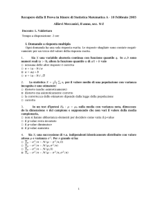 Recupero della II Prova in Itinere di Statistica Matematica A