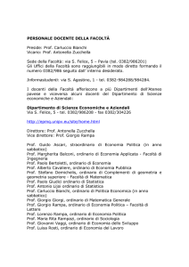 PERSONALE DOCENTE DELLA FACOLTÀ Preside: Prof. Carluccio