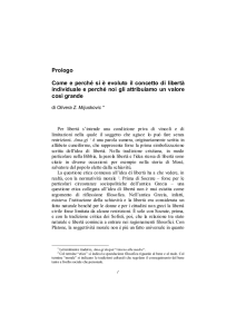 Prologo Come e perché si è evoluto il concetto di libertà individuale